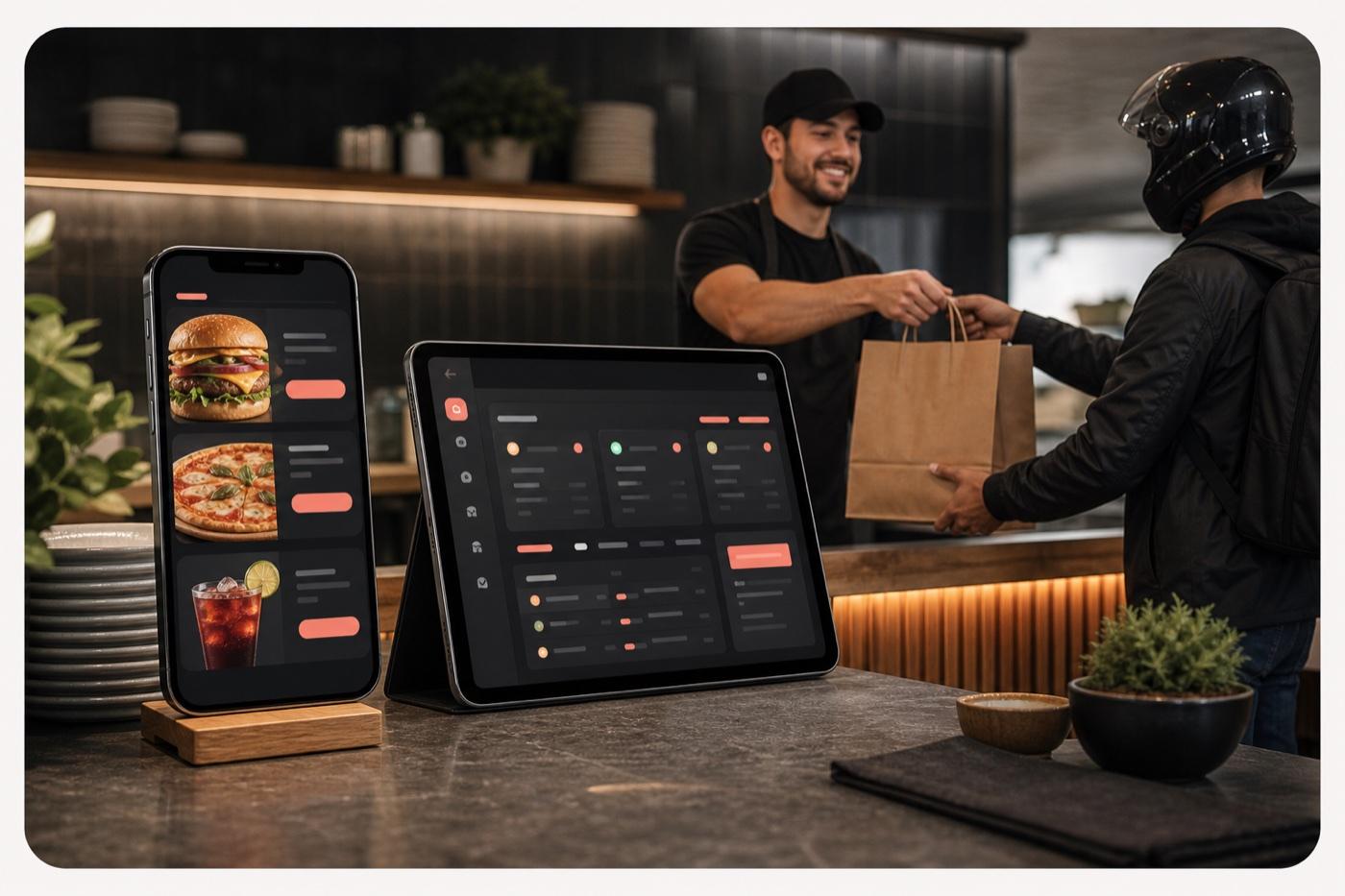 Restaurante gerenciando pedidos digitais e entregas próprias