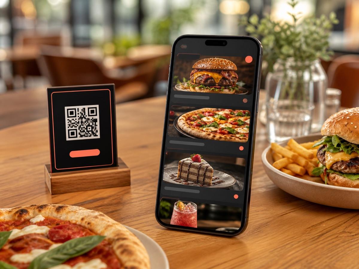 Cardápio digital gastronômico acessado pelo celular e QR Code